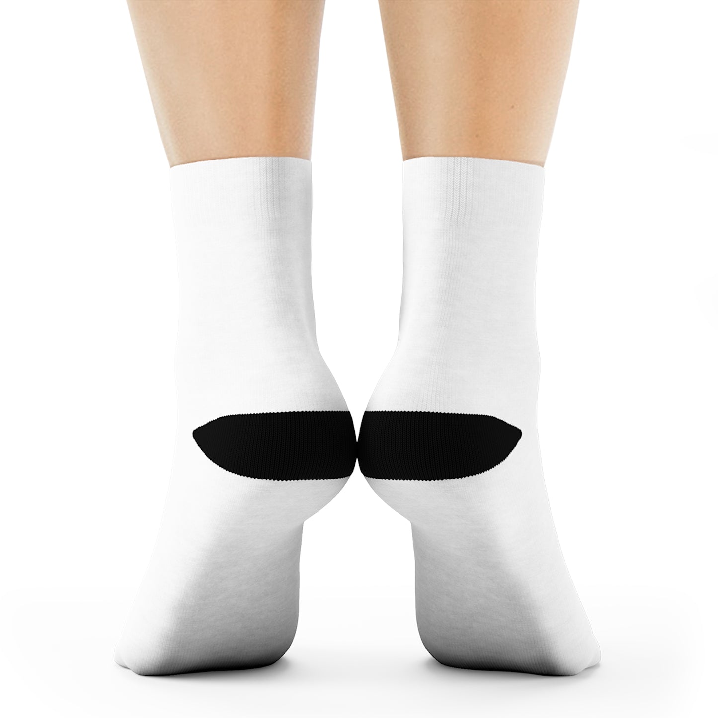 Minimalist White Crew Socks with Black Toe & Heel - MTZ FITS