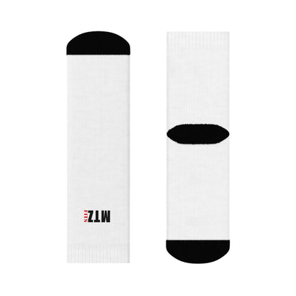 Minimalist White Crew Socks with Black Toe & Heel - MTZ FITS