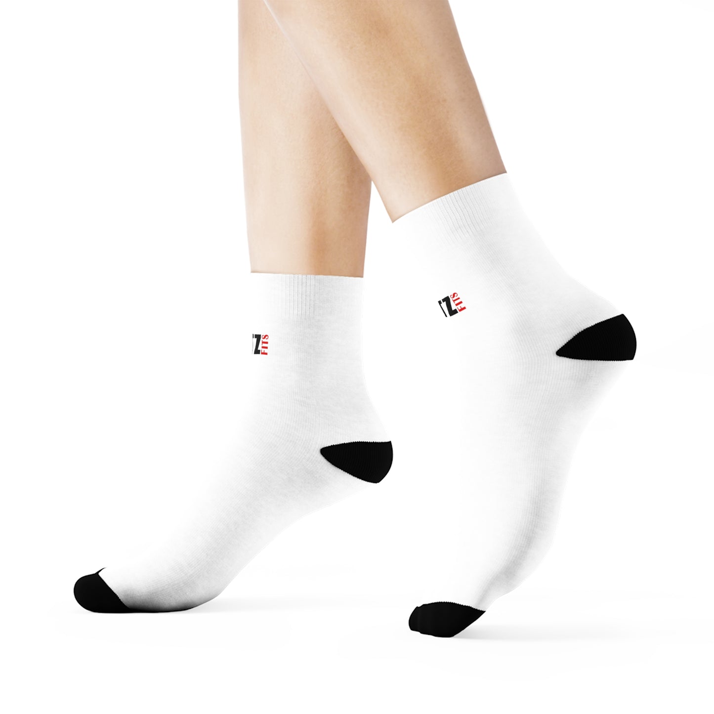 Minimalist White Crew Socks with Black Toe & Heel - MTZ FITS