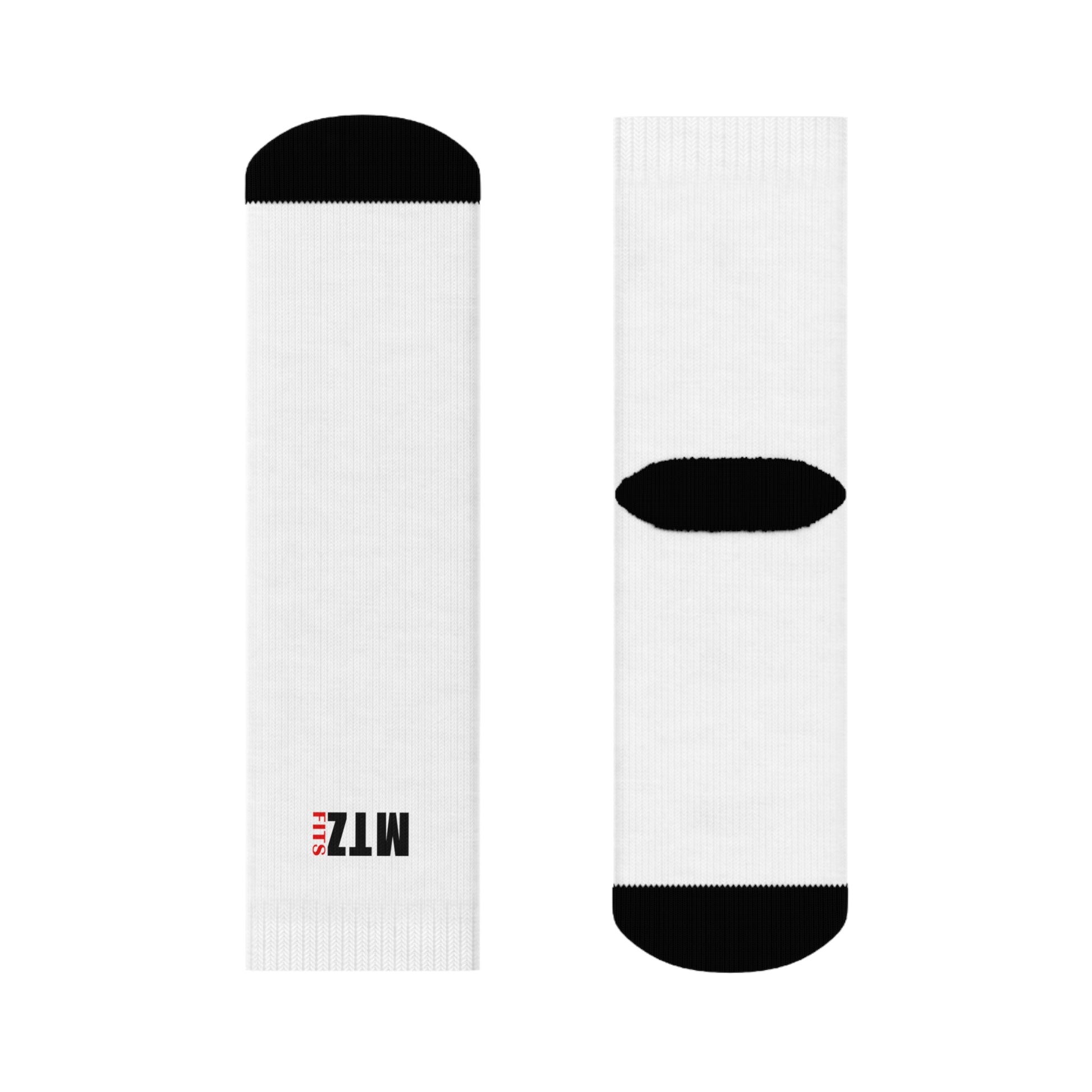 Minimalist White Crew Socks with Black Toe & Heel - MTZ FITS