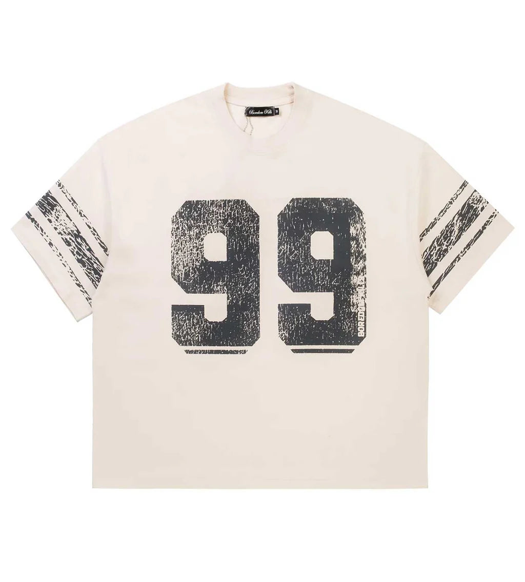 Boredom Kills Vintage Varsity Tee Cream - MTZ FITS