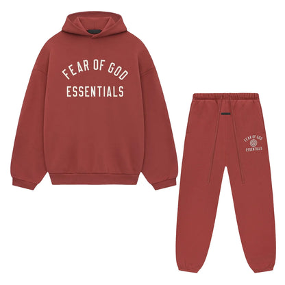 Fear of God Essentials Crimson Tracksuit Set – Unisex  Hoodie & Joggers - MTZ FITS