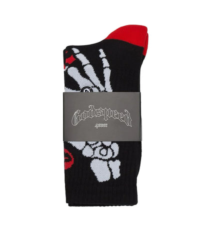 Godspeed Ten Toes Down Socks Black/Red - MTZ FITS