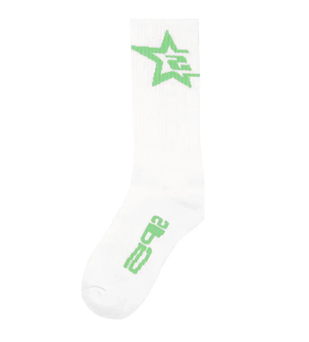 Sp5der Tube Sock White/Green - MTZ FITS